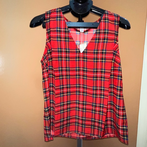 NWT Vneck J. Crew Tartan Shell Top - Picture 4 of 10